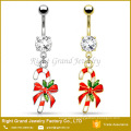 316L Surgical Stainless Steel Christmas Bells Dangle Belly Button Ring